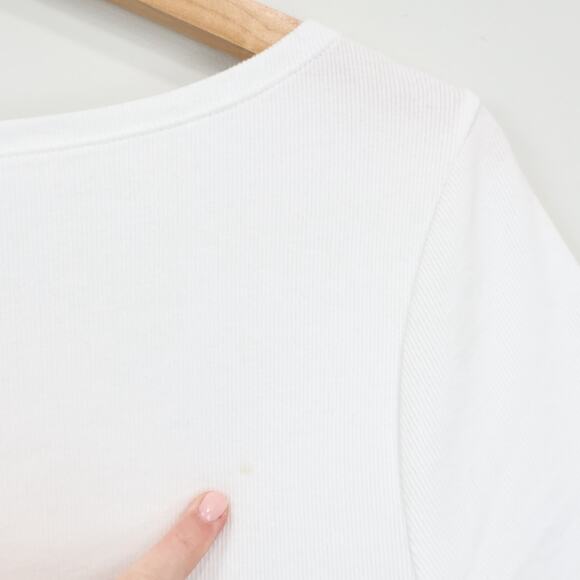 J.Crew Factory Short Sleeve Ribbed Boatneck Tee White Size Large NWT - Picture 7 of 7